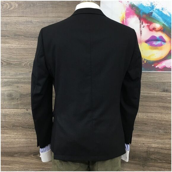 JOHN VARVATOS Mens Blazer Sport Coat Casual Jacket Size 40R Black Wool Suit - Picture 11 of 12